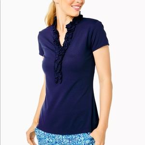 Lilly Pulitzer  Frida Ruffle Polo True Navy